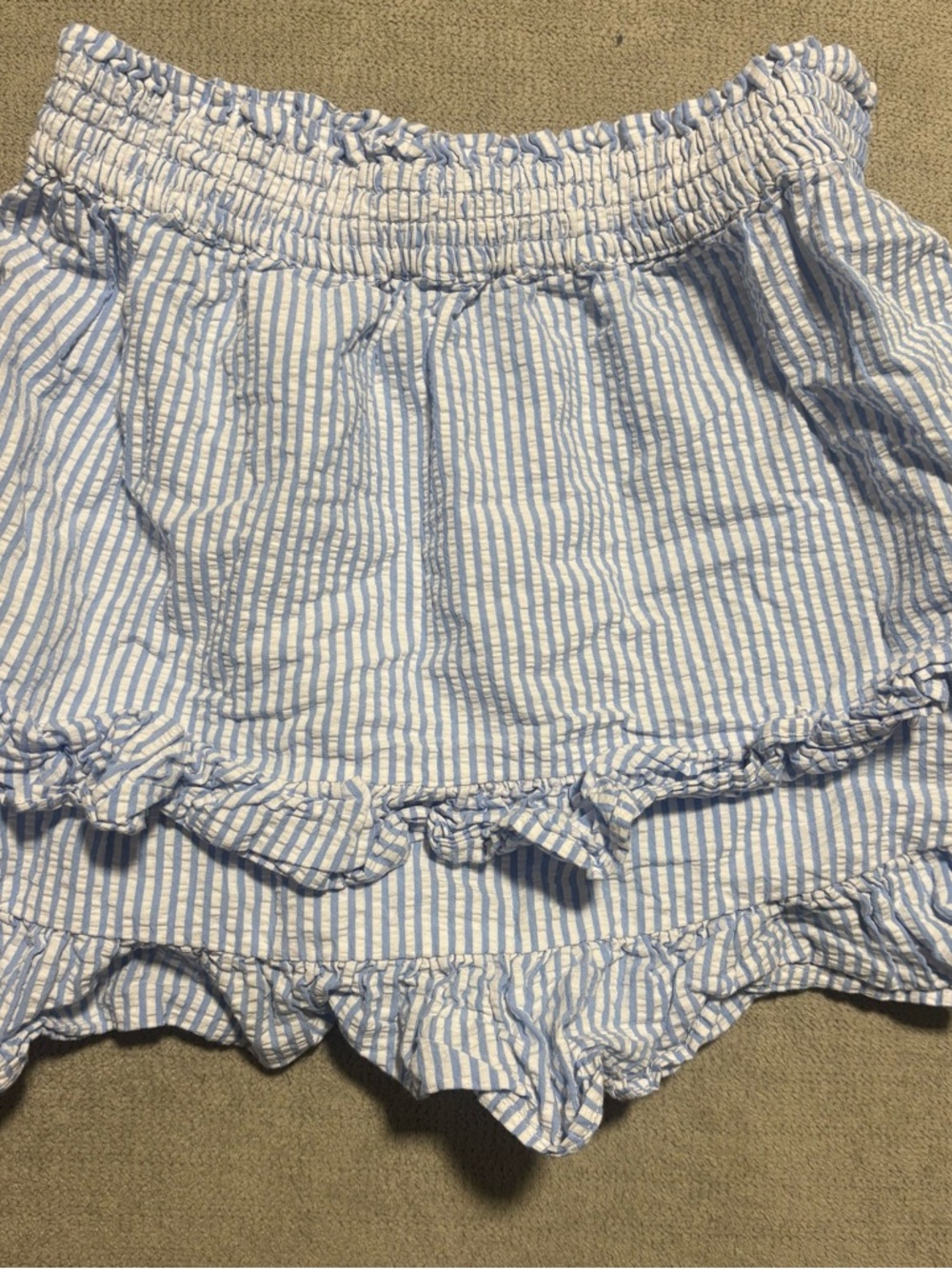 J Crew Crewcuts Light Blue and White  Seersucker Ruffle Skirt